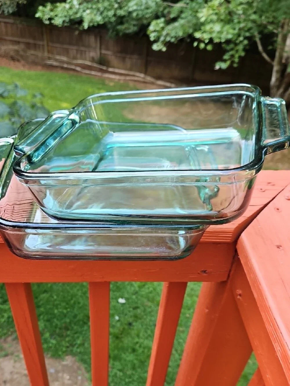 Vintage Anchor Hocking #1035 Green Glass Square 8